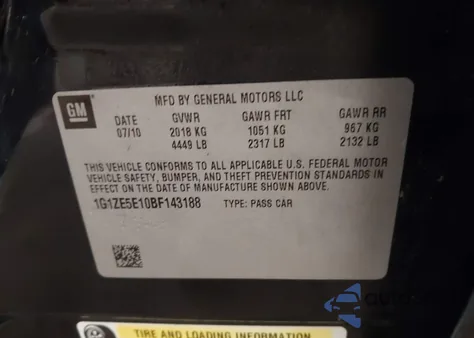 2011 Chevrolet Malibu Ltz from USA, damaged, VIN 1G1ZE5E10BF143188